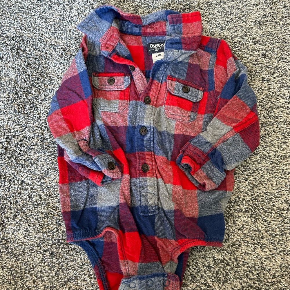 OshKosh B'gosh Red and Blue Plaid Bodysuit